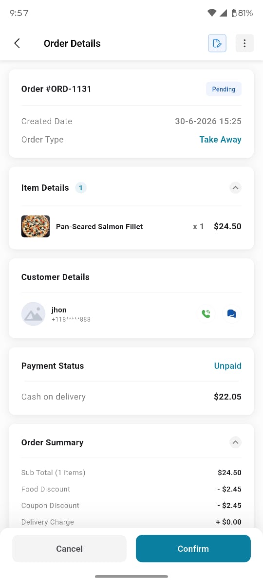 Admin app &mdash; Order Details