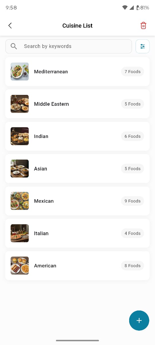 Admin app &mdash; Cuisines