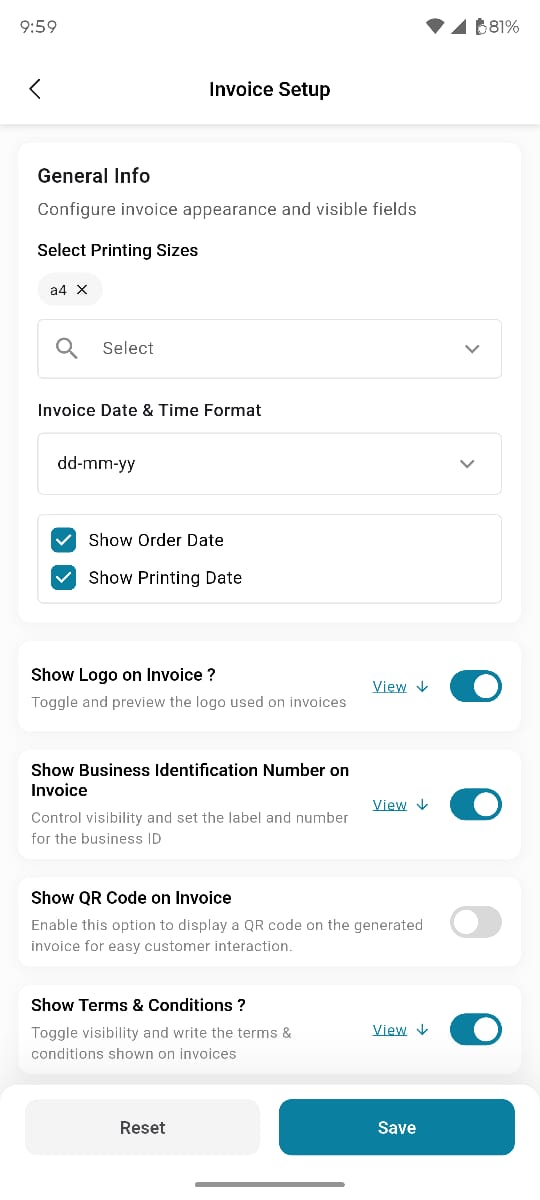 Admin app &mdash; Invoice Setup