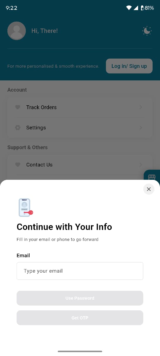 Customer app — Login & OTP