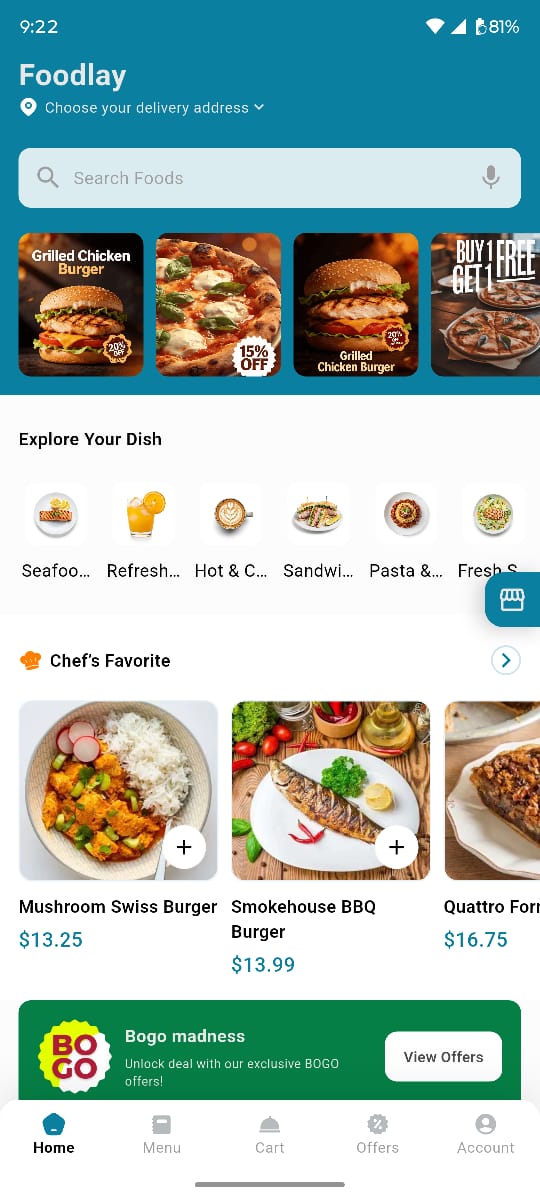 Customer app — Home