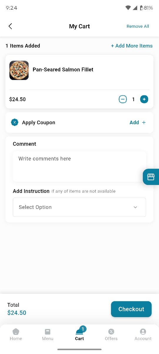 Customer app — Cart