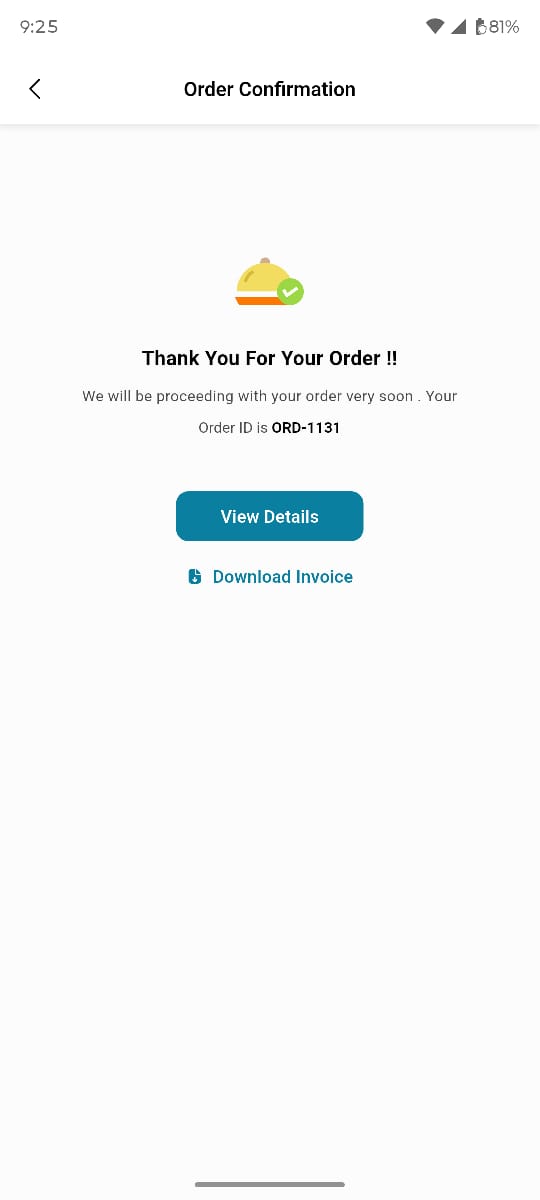 Customer app — Order Confirmation