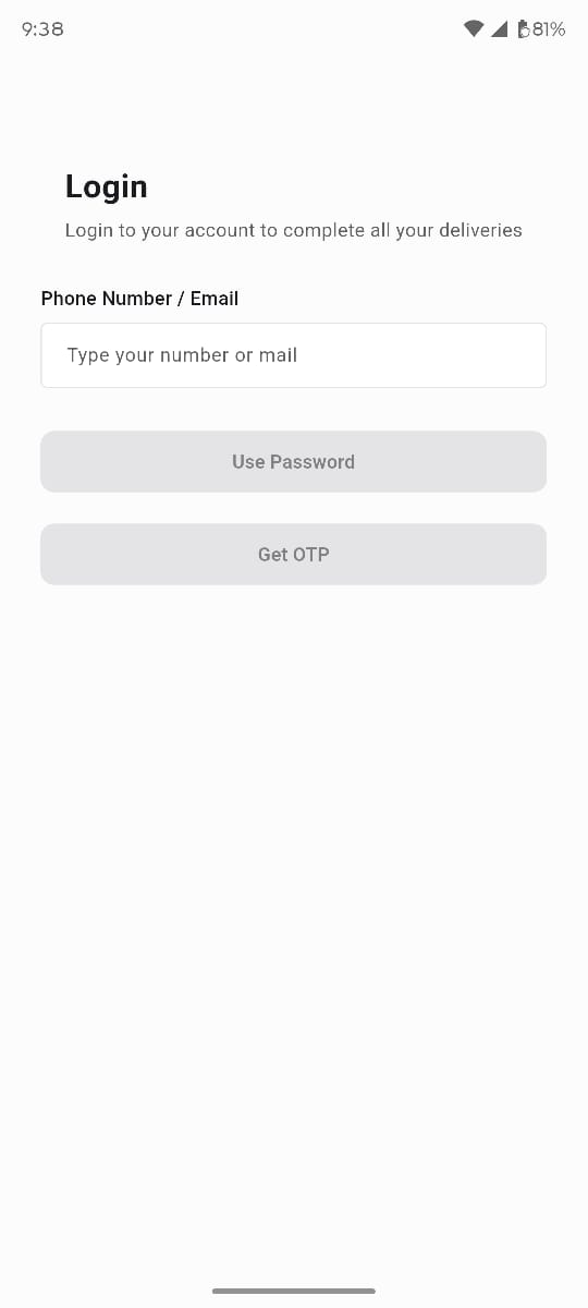 Deliveryman app — Login
